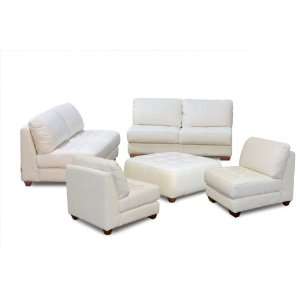Diamond Sofa Zen Armless All Leather Tufted Seat Sofa, Loveseat and 2 