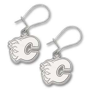   Calgary Flames sterling silver dangle earrings: GEMaffair Jewelry