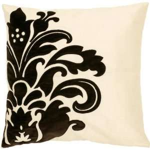  Luxury Pillow in Antique White and Caviar with Poly Fill 