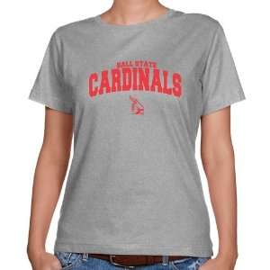  Ball State Cardinals Ladies Heather Grey Mascot Arch 