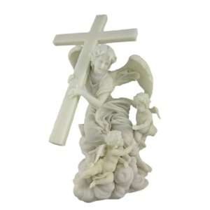  Angel Carrying Cross Marble Look Statue