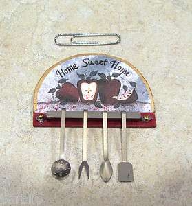 Dollhouse Miniature Utensil Rack with Apple Theme, Handcrafted in 112 
