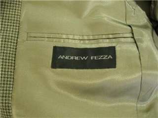 Andrew Fezza Mens Olive Brown Silk & Wool Blazer Sport Coat Suit 