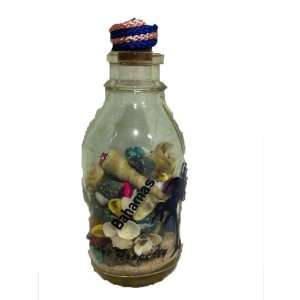 Bahamas Beach Filled Glass Bottle