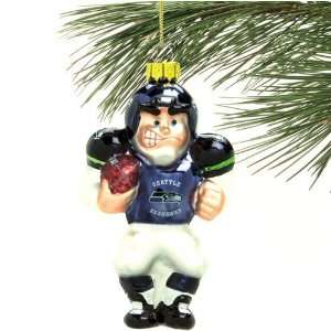   Seahawks Angry Football Player Glass Ornament: Sports & Outdoors