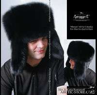 BIG Black Fox Full Fur Hat Chapka Ushanka Mountain Men  