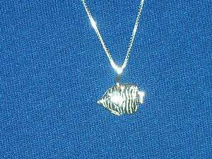 STERLING SILVER ANGEL FISH NAUTICAL PENDANT NECKLACE  