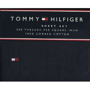  Tommy Hilfiger Core Navy Twin Sheet Set 100% Cotton Sheets 