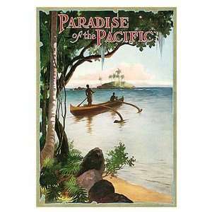  Hawaii Poster Paradise Outrigger 12 inch by 18 inch