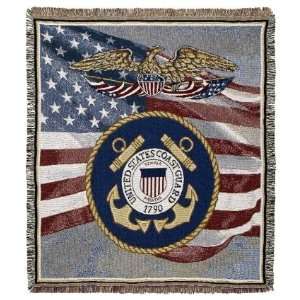  United States of America Coast Guard Tapestry Afghan Throw 
