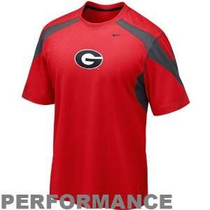 Nike Georgia Bulldogs Red Walk Thru Performance Jersey T shirt:  