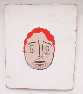Barry McGee Untitled Red Head on White Background Oil on Panel 2000 