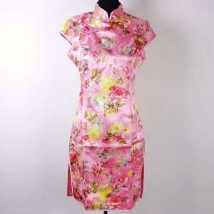  Chinese Party Cheongsam Mini Dress Pink Available Sizes: 0 