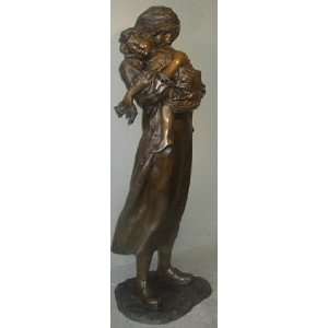  Outdoor Bronze Woman holding Child Tender Love Statue 