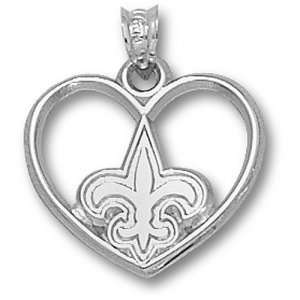  New Orleans Saints NFL Logo Heart Pendant (Silver) Sports 
