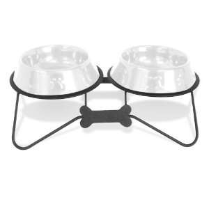  Platinum Pets Double Bone Tie Diner Stand with 2 White No 