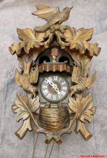 ANTIQUE VINTAGE WEST GERMANY BLACK FOREST CUCKOO CLOCK TIME PIECE 