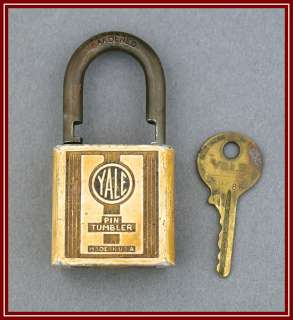 Antique Yale Pin Tumbler Lock Key Padlock  