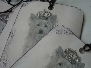 Cute Yorkie Dog Gift Tags~Glass Glitter Crown~Set 9~  