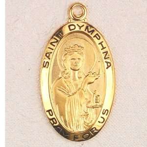 Gold Plated Catholic Saint Dymphna Patron Saint Medal Pendant Necklace