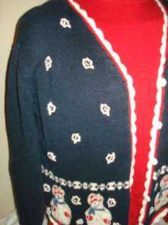 womens large UGLY CHRISTMAS SWEATER embroidered cardigan holiday 