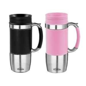  Boardroom Black & Pink Travel Mug 2pc Set: Kitchen 
