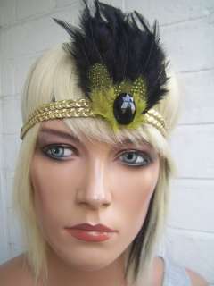 1920s Charleston Flapper feather headband gladiator  