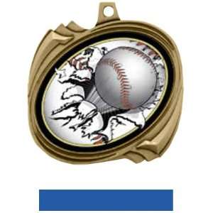 Hasty Awards Custom Baseball Bust Out Insert Medals GOLD MEDAL / BLUE 