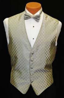 Mens Silver/Gray Tuxedo Vest/Tie Set   All Sizes  