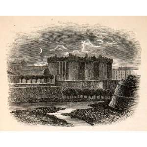  Engraving Bastille Saint Antoine Night Fortress Paris France Prison 