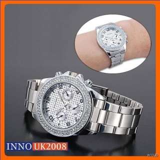 Stainless Steel Crystal Stone Ladies Quartz Gift Watch  