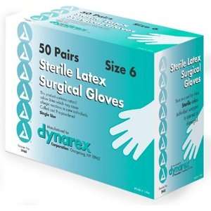  Dynarex Sterile Surgeons Latex Glove   (Size 6.0) 4/50Pr 