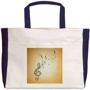  Beach Tote Navy Treble Clef Music Notes 