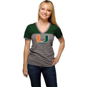  Miami Hurricanes Womens Heathered/Forest Ringer Tri Blend 