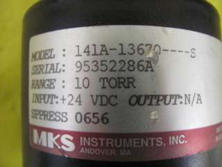 MKS Baratron Vacuum Switch Type 141 Untested 141A 13670 Rev. S  