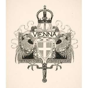  1894 Print Crest Vienna Austria Double Headed Eagle Sword 