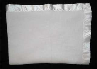  Neutral Unisex White Thermal Acrylic Blanket Silky Satin Binding
