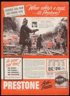 1947 East Orange NJ fire truck Prestone anti freeze ad  
