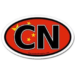  China CN and Chinese Flag Car Bumper Sticker Decal Oval 