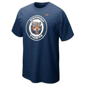  Detroit Tigers Nike Navy Heather Cooperstown Dugout Logo T 