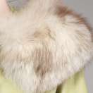   GREEN LEATHER + FOX FUR MOD COAT Vtg 60s Cropped Arctic White Military