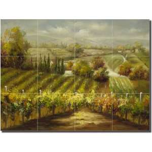  Vineyard Lookout   Tuscan Vineyard Ceramic Tile Mural 18 