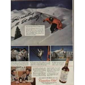   Speed Skiing at Sun Valley, U.S.A.  1942 Canadian Club Whisky Ad