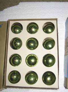 lot two boxes of deco glass christmas ornaments in chartreuse green