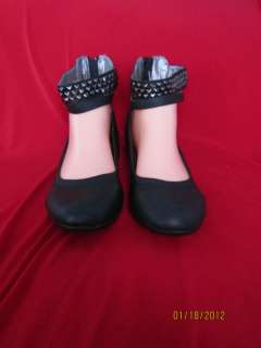 BLACK FLAT SHOES with Ankle Strap GIRLS US YOUTH SIZE: 9 4  