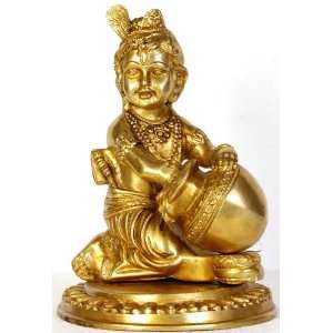  Baby Krishna   The Butter Thief   Brass Sculpture