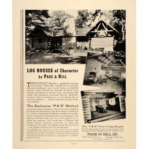  1938 Ad Page Hill Log Cabin Home Western Red Cedar Wood 