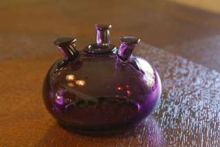 Vase Glass Art Purple Amethyst Bowl Glassware Decorative Dish Flower 