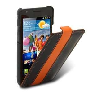   Slim Leather case Flip Type Black / Orange: Cell Phones & Accessories