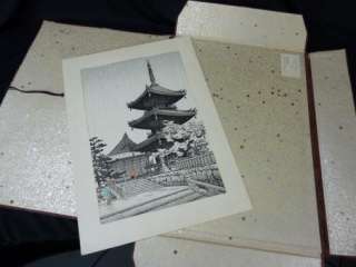   Japanese Listed Wood Block Print Artist Pagoda Temple Kyoto Lot 250